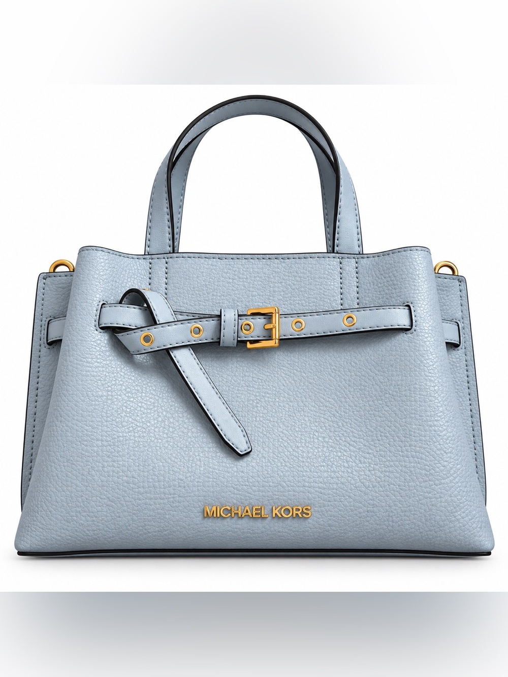 Michael Kors Light Blue Pebbled Leather Satchel with Gold Hardware